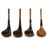 4x James Braid autograph socket neck woods incl 2x drivers one light stained and dark stained