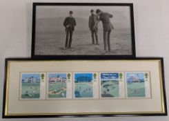Golf Framed Photograph - a modern reproduction image of two golfers with caddies in the mist -