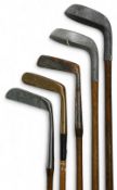 5x Various putters incl early Ben Sayers Benny putter with grue sole and square section shaft and