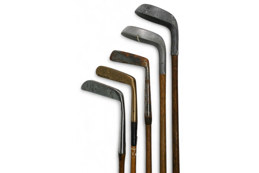 5x Various putters incl early Ben Sayers Benny putter with grue sole and square section shaft and - Image 1 of 3