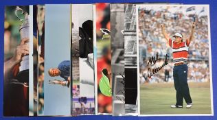 19x hand signed Golf player photographs from the British Open including Stuart Cink Peter Thomson