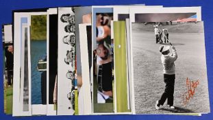 34x hand signed Golf player photographs including Larry Nelson Tom Weiskopf Jeff Maggert Fuzzy