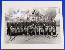 Black and white Photograph of the 1993 European Ryder Cup team at the Belfry hand signed by Nick
