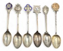 6x Silver and enamel Golfing Spoons, hallmarked with examples of Blackwell Forest Golf Club,