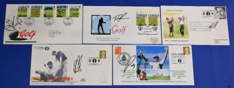 5x Golf First Day Covers 1994-2008 hand signed by five including T Padraig Harrington Tom Lehman Ben