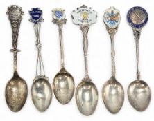 6x Silver & Enamel Golfing Spoons, hallmarked examples of Prestwich Golf Club Rifle Range 1915-16,