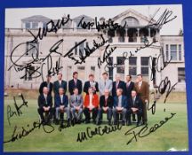 Former British Open winners photograph multi signed by thirteen including David Duval Gary Player