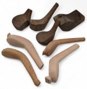 Period Golf Club Maker Heads Wooden Blanks, to include 4 persimmon turnings for long nose heads, 3