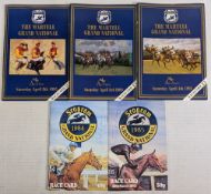 1984-1995 Five Dick Francis signed Grand National Racecards, to cover 1984 31st March, 1985 30th