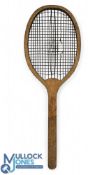 Clapshaw & Cleaves Ltd Birmingham Tennis Racket c1910, thick handle - missing its butt cap, has a