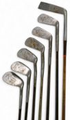 6x Tom Stewart steel shafted irons from long iron to anti-shank niblick, t/w an unusual elongated
