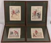 4x Edmund Fuller Golf prints, The First Drive, Entitled to See the Drive, The Bunker, Fore, with
