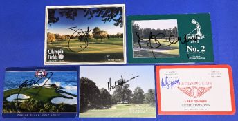 5x American Golf Scorecards hand signed by Jim Furyk Malcolm Campbell Hale Irwin Graham McDowell and