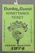 1974 Henry Cotton signed Dunlop Master Golf Guest Admittance Ticket