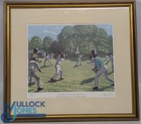Robert Nicolson Cricket Print - The Captain of The School Eleven Went First, limited edition no.