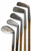 5x Assorted Golf clubs to incl Jack White Sunningdale Zenith no 2 mashie with shallow head, Rolyat