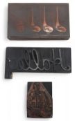 Period Halley Golf Clubs and Bags Advertising Printing Blocks - 3 assorted copper engraved blocks,
