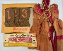 MacGregor leather Golf Club Covers, a boxed set of 3 unused vintage covers, a collection of 7
