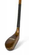 Alex Herd of Combe Hill scared neck wooden late longnose putter in stained persimmon complete with
