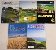 Golf US Open Championship programmes 2000, 2001, 2002, 2004 and 2008 (5). All in very good