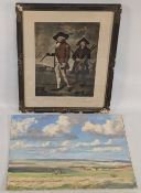 Golfing Print & Painting: The Society of Golfers at Blackheath, framed in period frame - size 34cm x
