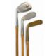 5x Assorted Golf clubs - 2x socket neck woods a large head stripe top driver stamped Renouf with a - Image 2 of 3