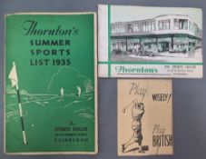 2x 1930s Thornton's Edinburgh Sports Scottish Shop Catalogues to include golf club supplies,