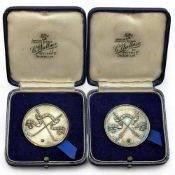 2x 1951 Silver Hallmarked Birmingham Golf Medal - Far and Sure, in I of M Douglas cases,