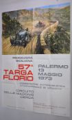Targa Florio Race Memorabilia. Official Ciccio Cefalu 57A driver's shoes, 1973 poster 38 x 26ins,