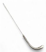 Unusual Silver Chester Hallmarked Hockey Stick and Ball Hat Pin Brooch, 11cm long 3.5g