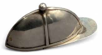 Fine Silver Novelty Jockey Cap Vesta Case. 925 silver 17g