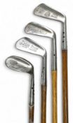 4x Flanged sole Golf irons to incl Maxwell mid-iron, Star Maxwell wide soled no 5 mashie, Forgan