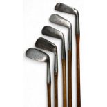 5x Assorted James Braid Signature Golf irons to incl 2x light irons with round back made by Gibson