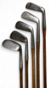 5x Assorted James Braid Signature Golf irons to incl 2x light irons with round back made by Gibson