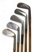 5x Assorted Golf irons to inc Simpson's deep diamond back mid-iron, J Noble wide concentric back