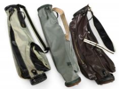 3x Classic EJP Made in England Golf Bags features canvas and leather and leather examples in varying