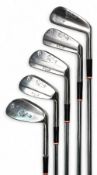 Classic Golf Clubs - 7x George Nicol grooved back blade Golf irons showing the maker's hand mark