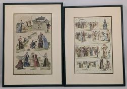 2x Victorian Ladies Golf hand coloured Prints a c1889 London Illustrated new St Andrews ladies