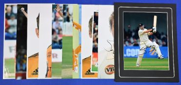 Australian Cricket player hand signed photographs to include Ricky Ponting David Warner Mitchell