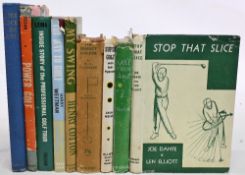 Period Golf Books to include Stop That Slice 1954 Joe Dante & Len Elliot, Golf from A-Z 1935 J.C