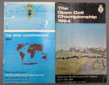 1963 & 1964 Official Centenary Open Golf Championship programmes - both with age related wear to