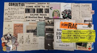 Horse Racing Hunting Collectables: Hackney Horse Society enamel badge, ticket passes, Hollker