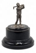 1930 Silver Hallmarked Birmingham small golf figure - 7cm tall on plastic trophy base