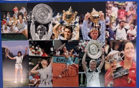 10x Tennis signed Photographs, to include: Virgina Wade, Chris Evert, Anna Pat Cash, Boris Becker,