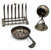 Golf silverplated Collectables, golf club astray, toast rack and a small dish with golf club