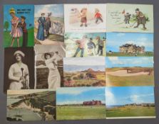 Golf Postcard Collection 1907 to 1970s: of St Andrews, Ilfracombe, lady golfers and humours cards (
