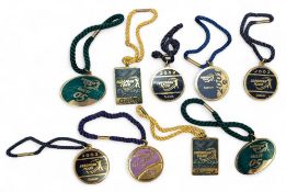 9x 2001-2005 PGA European Tour enamel Golf Season Badges, 2001, 2002 x3, 2003, 2005 x2 and 2x