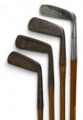 4x Blade Putters to incl Early tom Stewart pipe mark straight blade metal putter stamped M Fulford