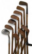 10x Assorted Golf clubs for restoration and repair incl niblicks, anti-shank irons, mid irons,