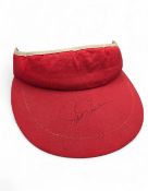 Period Jack Nicklaus signed red Sun Visor - obtained by a professional autograph hunter
